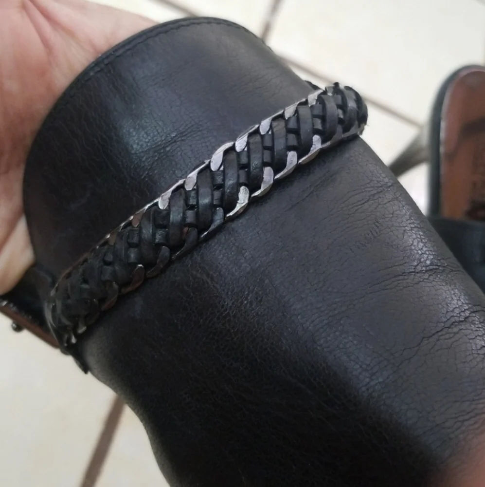 MICHAEL KORS leather open toe heels chain hooded